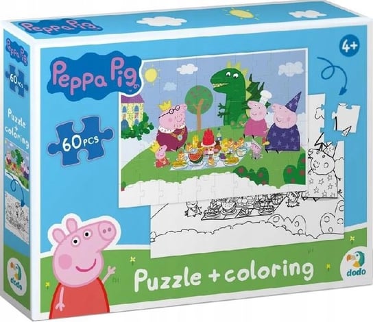 Puzzle 2 in 1 Peppa Pig 60 elementów kolorowanka Dodo
