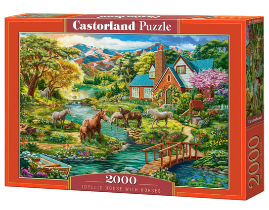 Puzzle 2000 el. Idylliczny dom z końmi Castorland