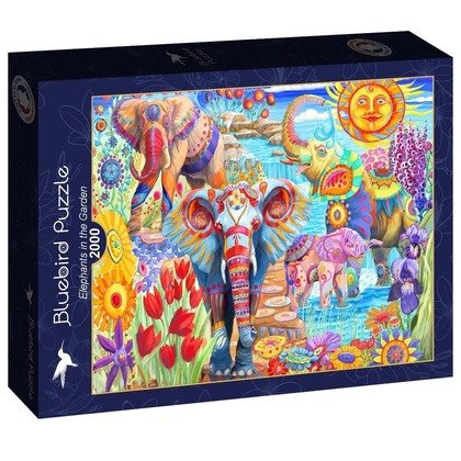 Puzzle 2000 Kolorowe słonie w ogrodzie Inna marka