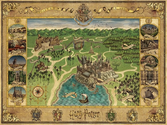 Puzzle 2D: Mapa Hogwartu 1500 elementów Ravensburger