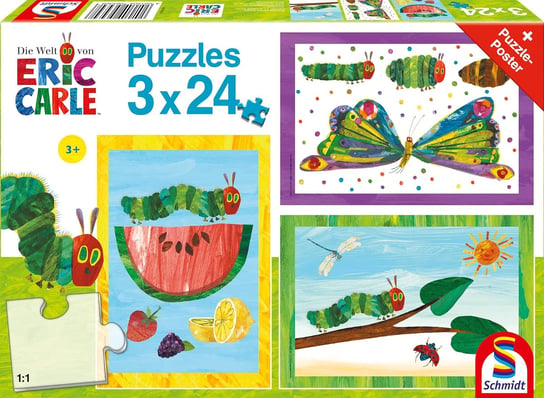Puzzle 3 X 24 Dla Dzieci 3+ Wysoka Jakość Bardzo Głodna Gąsienica Schmidt