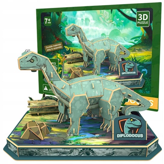 Puzzle 3D Edukacyjne Diplodocus Pradawny Świat Premium Dzieci Dorośli 41el. Funny