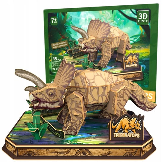 Puzzle 3D Edukacyjne Triceratops Pradawny Świat Premium Dzieci Dorośli 45el Funny