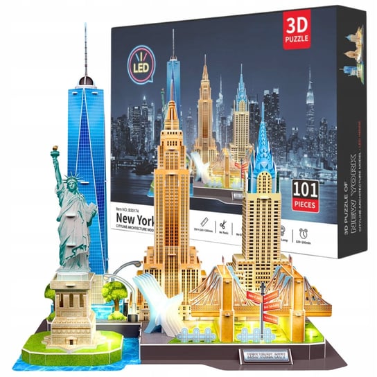 Puzzle 3D Nowy Jork New York Edukacyjne Premium Dzieci Dorośli + LED 101el. Funny
