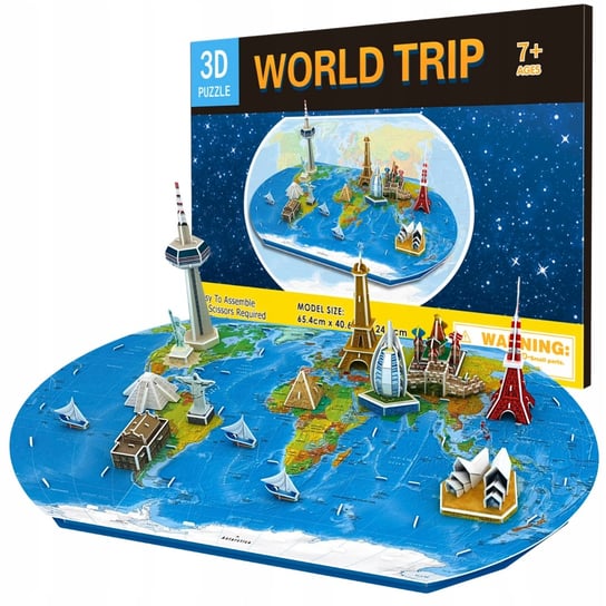 Puzzle 3D Podróż Dookoła Świata Edukacyjne Premium Dzieci Dorośli 136el. Funny