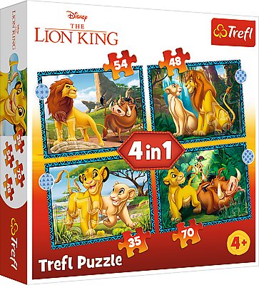 Puzzle 4w1, Przygody Króla Lwa, 24 el. Trefl