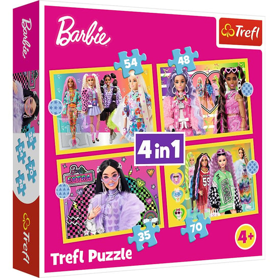 Puzzle, 4w1, Wesoły świat Barbie, 35-48-54-70 el. Trefl
