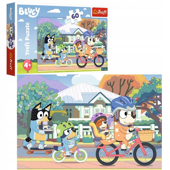 Puzzle 60 Wesoły Świat Bluey I Bingo Rodzina Pieski Psy Układanka 5+ Tr ...