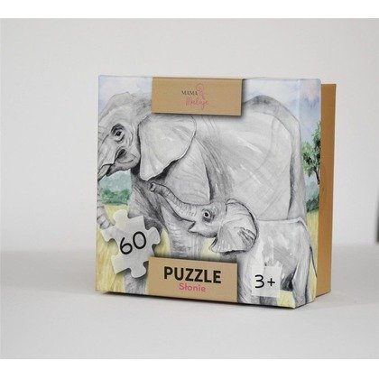 Puzzle 60el Słonie Mama Maluje