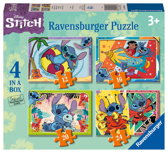 Puzzle dla dzieci 2D 4w1: Disney Stitch 12/16/20/24 elementy Ravensburger