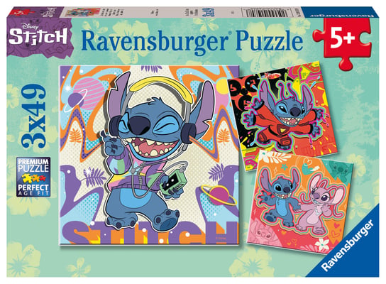 Puzzle dla dzieci 2D: Disney Stitch 3x49 elementów Ravensburger