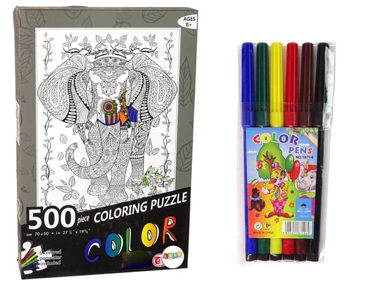 Puzzle Do Kolorowania 500 Elementów Słoń Import LEANToys Inna marka