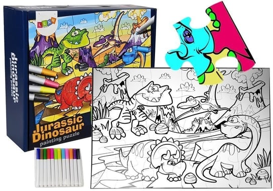 Puzzle Do Kolorowania Dinozaury Pisaki 24 elem Lean Toys