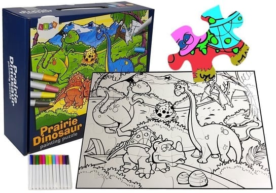 Puzzle Do Kolorowania Dinozaury Pisaki 24 elem Lean Toys