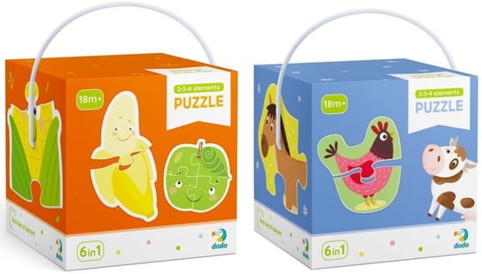 Puzzle, Dodo,  Duo zestaw 1, Warzywa i owoce/Zwierzęta domowe, 18 el. Dodo