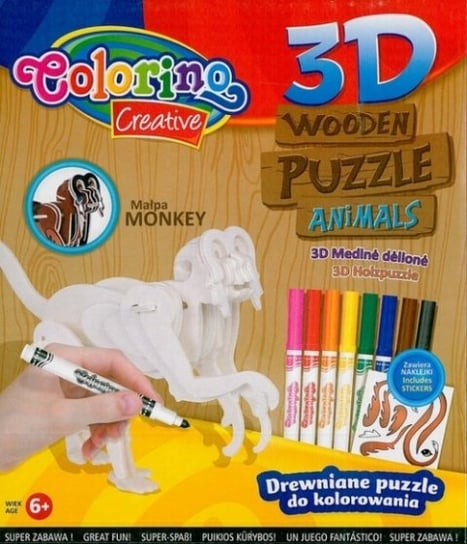 Puzzle Drewniane 3D Kids Creative Colorino Patio Małpa Inna marka