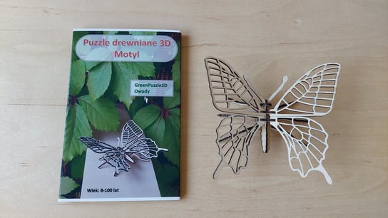 Puzzle Drewniane 3D - Motyl / GreenPuzzle3D Inna marka
