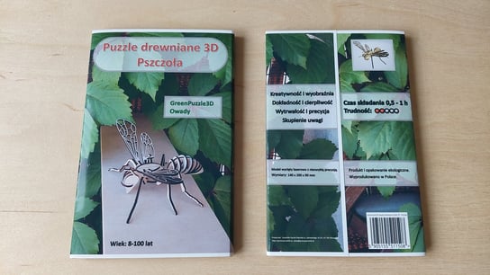 Puzzle Drewniane 3D - Pszczoła / GreenPuzzle3D Inna marka
