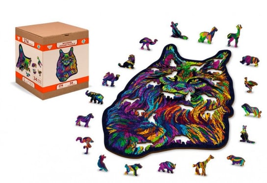 Puzzle drewniane 3D Tęczowy kot Rainbow wild cat L (GXP-785040) Wooden.City