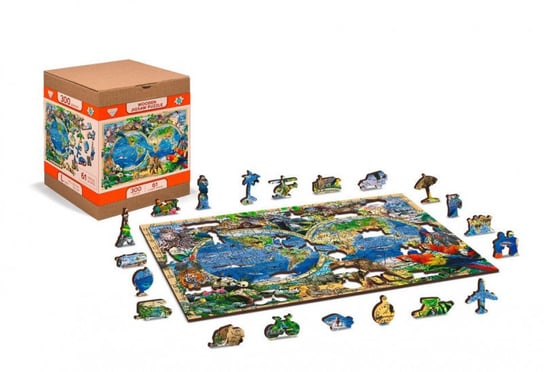 Puzzle drewniane 3D Zwierzęta świata mapa Animal Kingdom Map L (GXP-785032) Wooden.City
