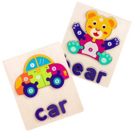 Puzzle drewniane - Auto i Miś - Car &  Bear HABARRI