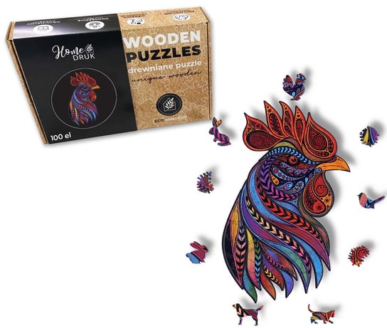 Puzzle Drewniane dla dzieci i dorosłych Kogucik Cockerel HOME DRUK