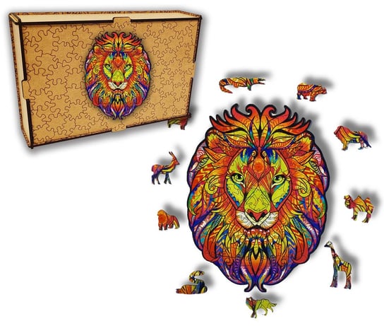 Puzzle Drewniane dla dzieci i dorosłych Lew 2 Lion 2 w pudełku drewnianym HOME DRUK
