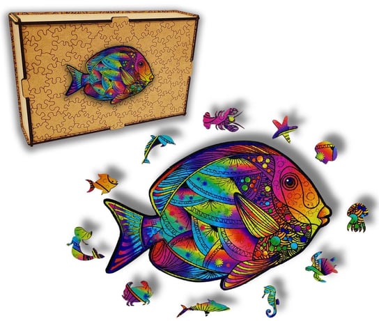 Puzzle Drewniane dla dzieci i dorosłych Ryba Fish w pudełku drewnianym HOME DRUK