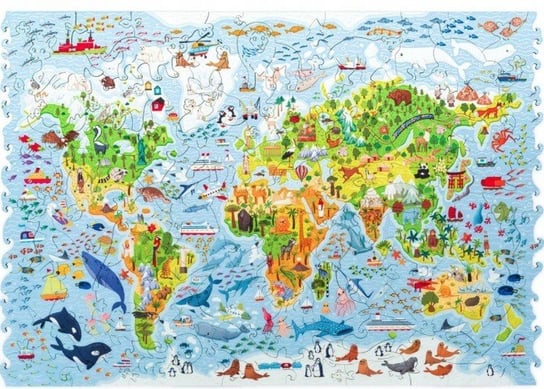 Puzzle Drewniane Dla Dzieci Kolorowa Mapa Świata Prezent Pan i Pani Gadżet