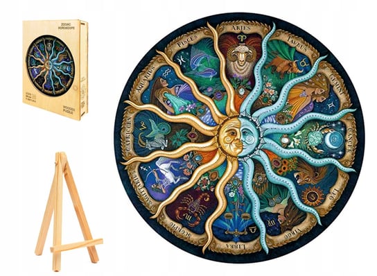 PUZZLE DREWNIANE DUŻE 343 ELEMENTY ZNAKI ZODIAKU W DREWNIANYM PUDEŁKU Pasjo24