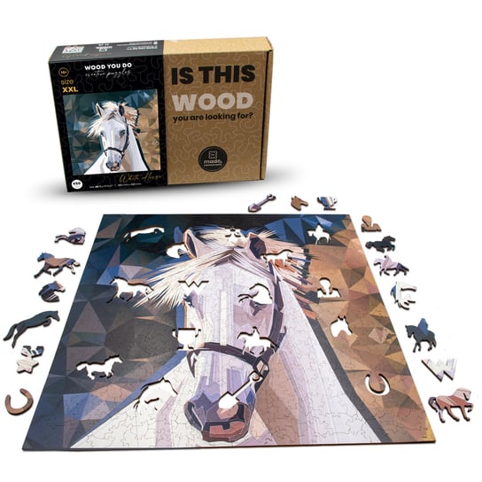 Puzzle Drewniane Duży Biały Koń 450 Elementów Xxl Wood You Do