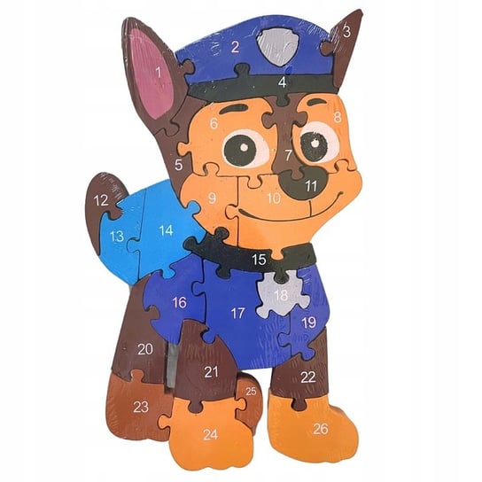 Puzzle Drewniane Edukacyjne Psi Patrol Chase Układanka Puzzle  Literki 2W1 Inna marka