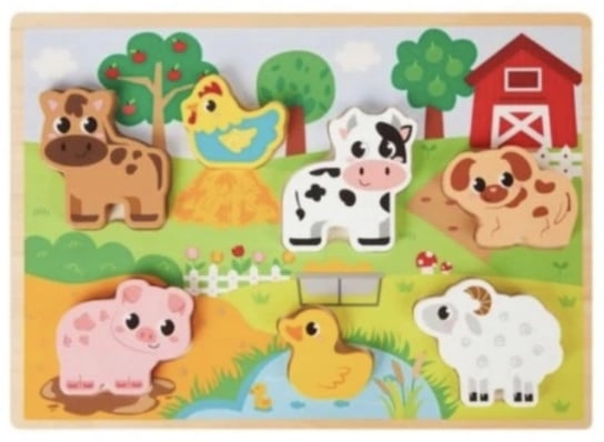 Puzzle drewniane edukacyjne zabawa dla dzieci uczy i bawi zwierzęta Mini Matters