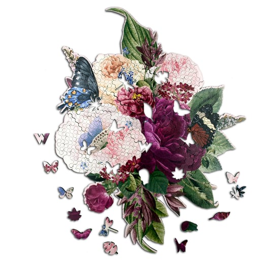 Puzzle Drewniane Motyle W Kwiatach | Butterflies In The Flowers | 320 Elementów | A2 Wood You Do