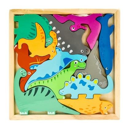 Puzzle drewniane na planszy Dino MCD