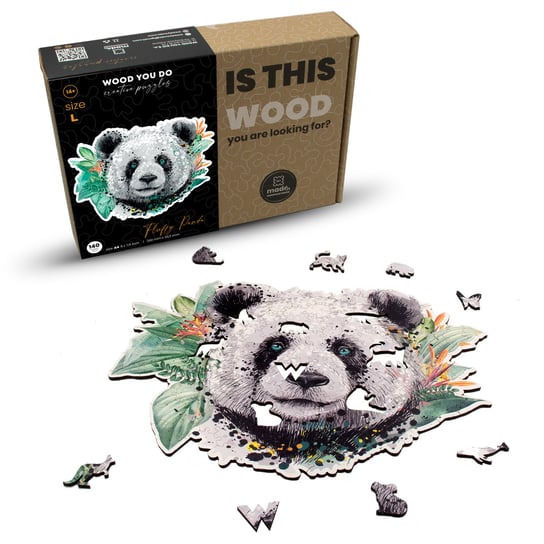 Puzzle drewniane Panda / Fluffy Panda L 140 elementów Wood You Do