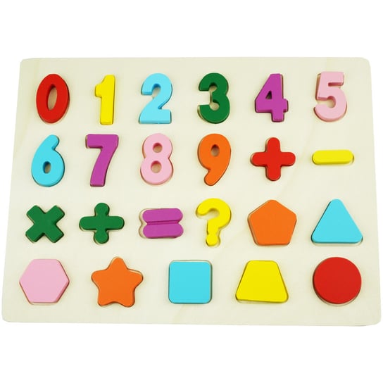 Puzzle drewniane układanka cyfry znaki nauka liczenia KinderSafe