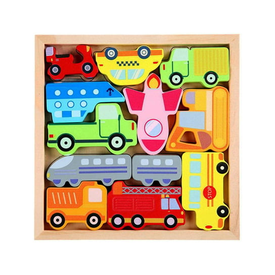 Puzzle Drewniane - Układanka Montessori Pojazdy HABARRI