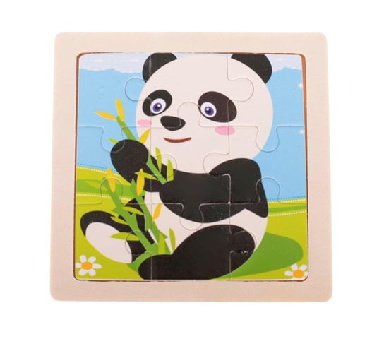 Puzzle drewniane układanka panda 9el. 11x11 cm Kontext