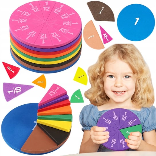 Puzzle Edukacyjne Montessori Nauka Ułamków Koła 51 Inna marka