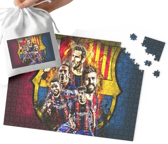 PUZZLE - FC BARCELONA WZORY DLA MAŁEGO PIŁKARZA 110EL + WORECZEK WORLD CASE