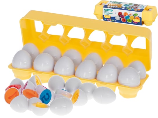 PUZZLE KLOCKI jajka Montessori liczby i kolory | wytłaczanka | 12 jajek ikonka