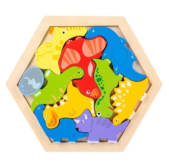Puzzle Kolorowe Drewniane z Ramką Wzór Dinozaury układanka dla dzieci inna (Inny)