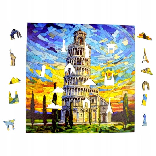 Puzzle Krzywa Wieża w Pizie Mruu&Pruu 25 x 25 cm 150 el Układanka drewniana Mruu&Pruu
