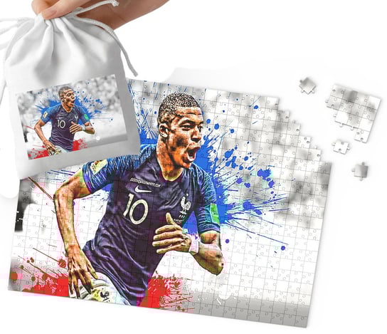 Puzzle - Kylian Mbappe Wzory Dla Małego Piłkarza 120El + Woreczek WORLD CASE