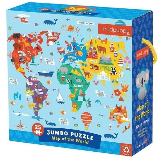 Puzzle Podłogowe Jumbo Mapa Świata 25 elementów Mudpuppy Mudpuppy