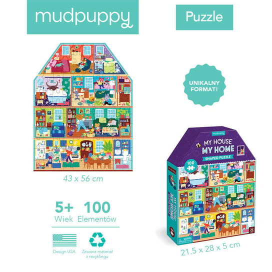 Puzzle podłogowe, Mudpuppy, Mój dom, 100 el. Mudpuppy