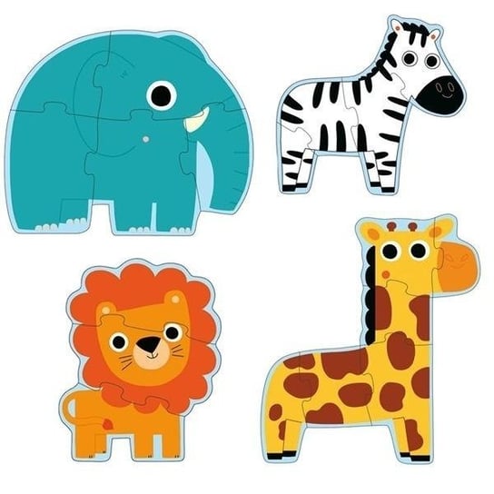 Puzzle postaciowe. dżungla - zwierzęta - 4 układanki, 2 lata +, DJECO DJ07135 Djeco