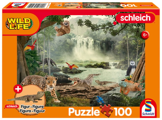 Puzzle, SCHLEICH Dzika przyroda + figurka, 100 el. Schmidt