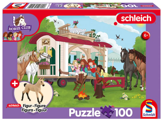Puzzle, SCHLEICH Klub jeździecki + figurka, 100 el. Schmidt